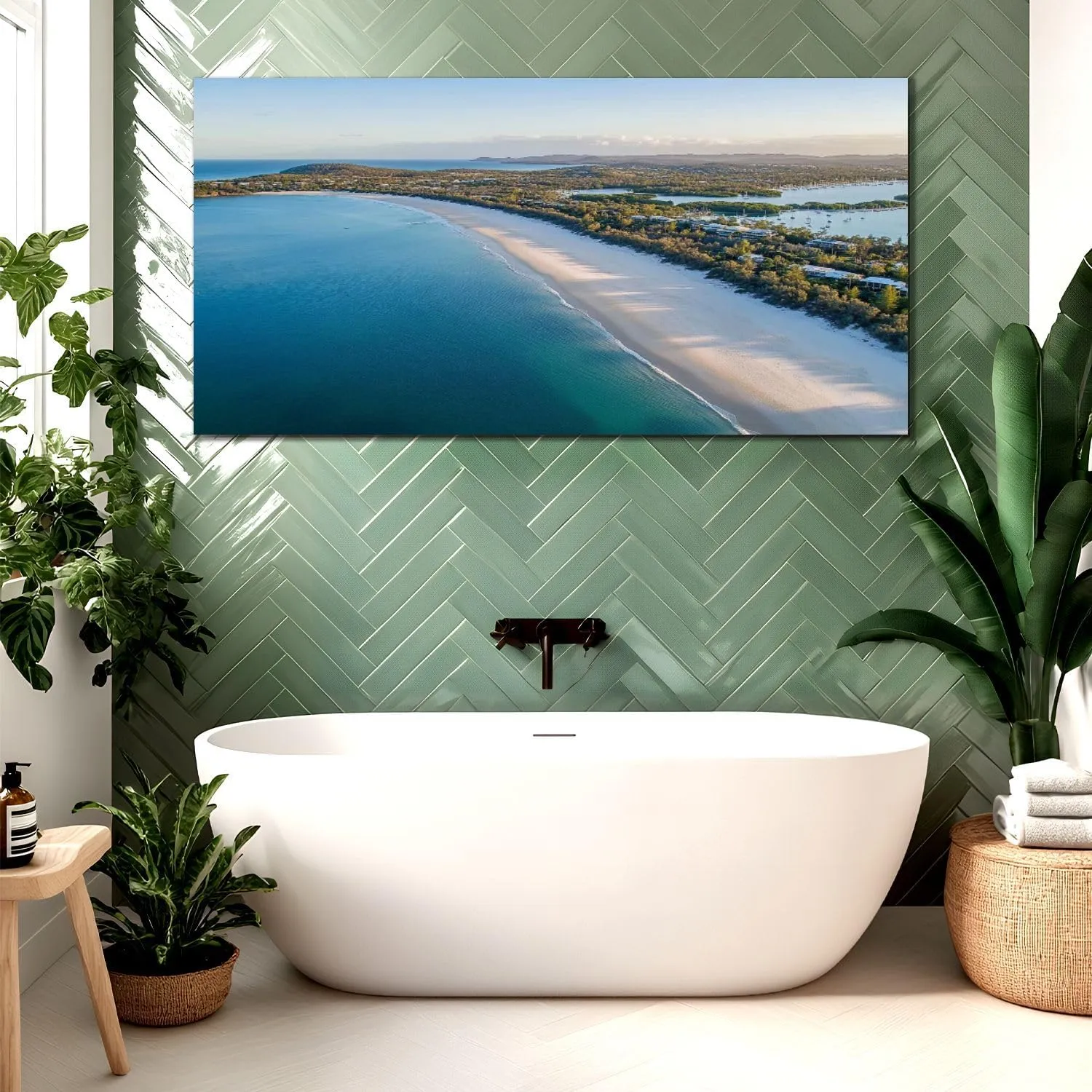 Canvas Wall Art Prints Aerial view Noosa Queensland Large Framed Wall Art Painting Artwork Poster Hanging Home Decor for Living Room Office Bathroom 30"x60"