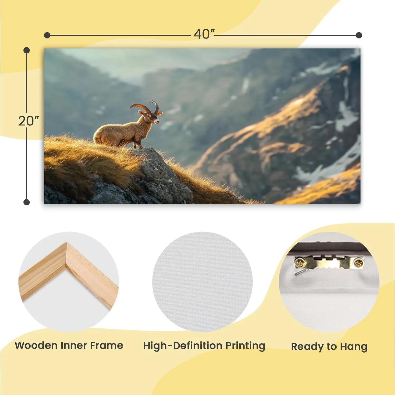 Canvas Wall Art Prints Alpine enjoys morning sun alps Large Framed Wall Art Painting Artwork Poster Hanging Home Decor for Living Room Office Bathroom 20"x40"