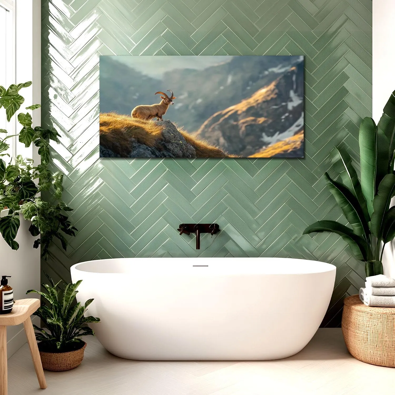 Canvas Wall Art Prints Alpine enjoys morning sun alps Large Framed Wall Art Painting Artwork Poster Hanging Home Decor for Living Room Office Bathroom 20"x40"