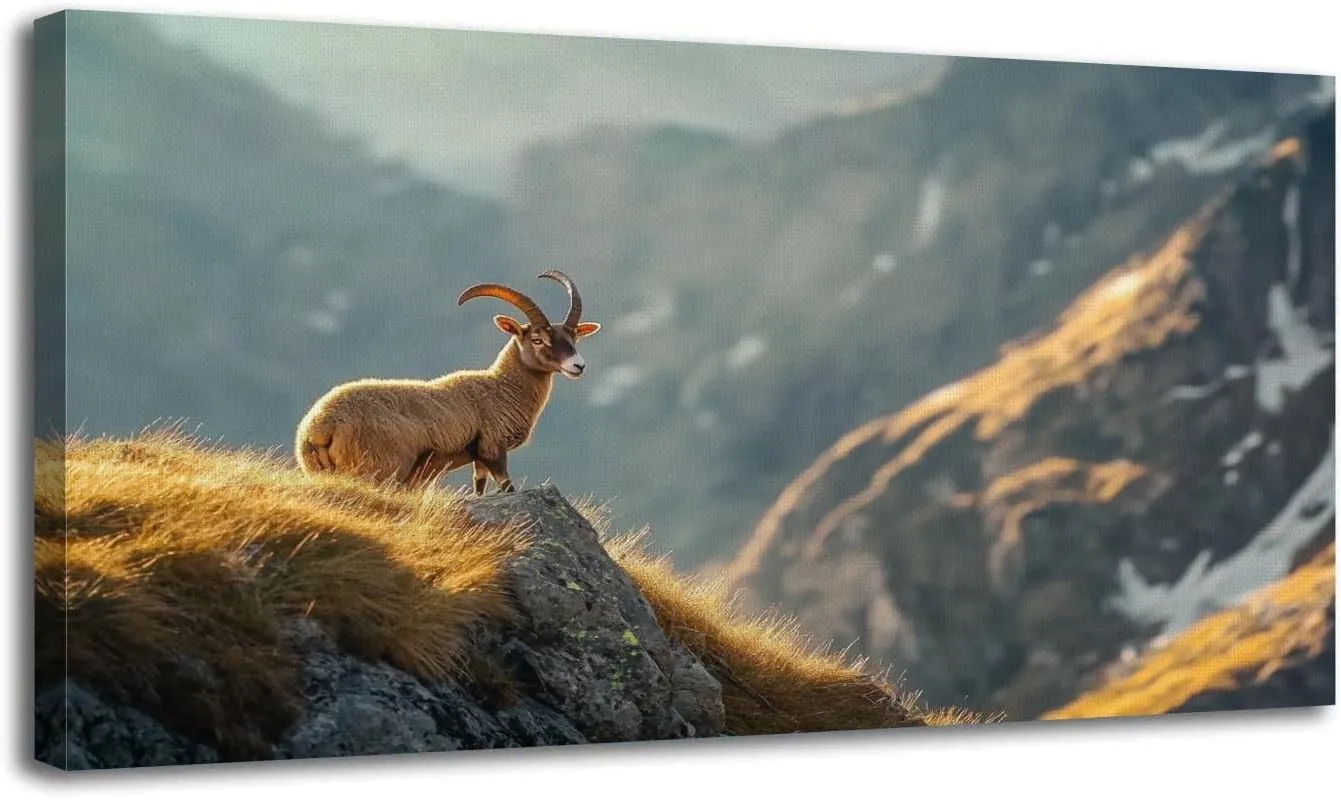 Canvas Wall Art Prints Alpine enjoys morning sun alps Large Framed Wall Art Painting Artwork Poster Hanging Home Decor for Living Room Office Bathroom 20"x40"