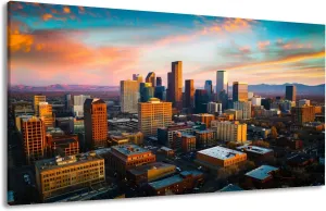 Canvas Wall Art Prints Alpine Glow Denver Morning Sunrise Large Framed Wall Art Painting Artwork Poster Hanging Home Decor for Living Room Office Bathroom 20"x40"