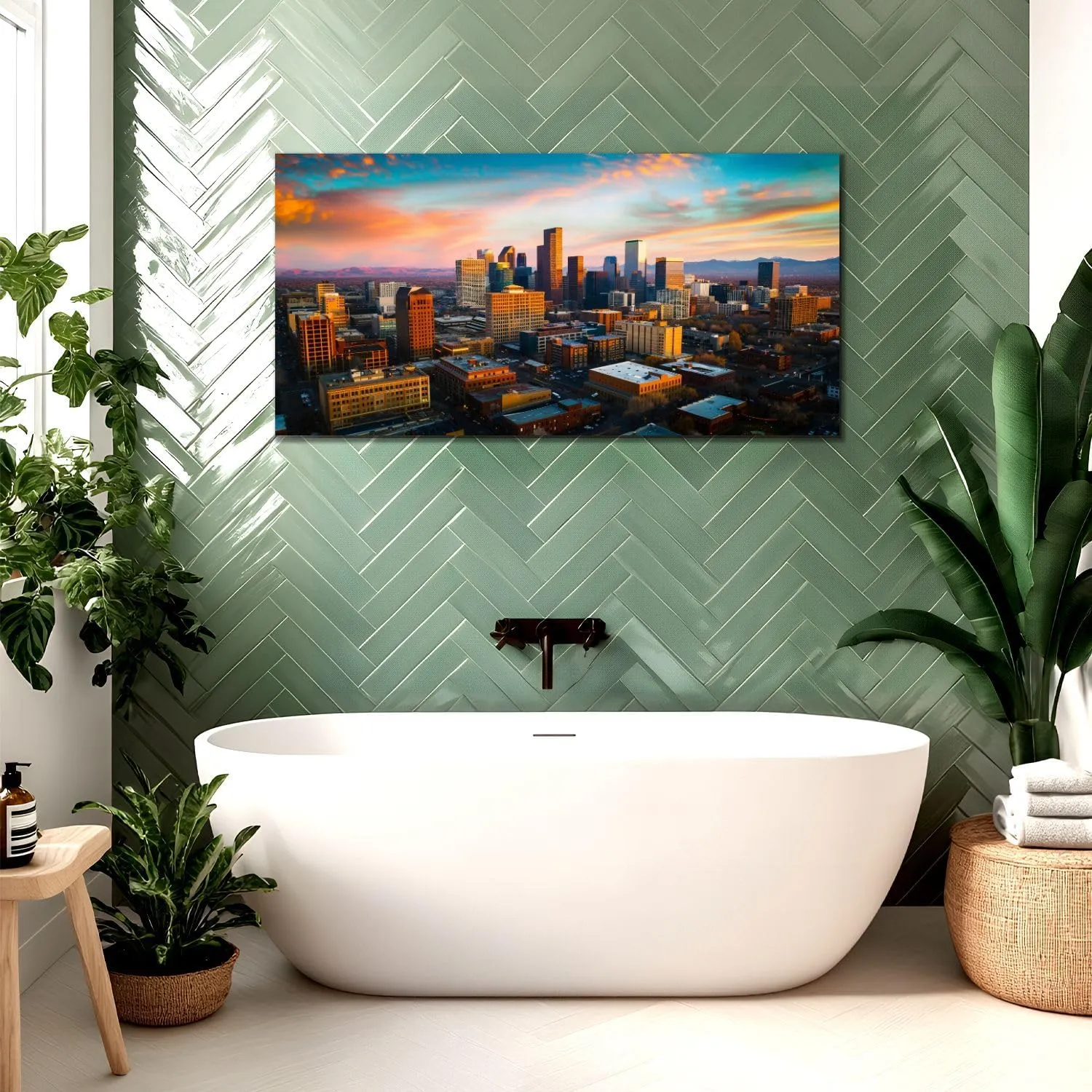 Canvas Wall Art Prints Alpine Glow Denver Morning Sunrise Large Framed Wall Art Painting Artwork Poster Hanging Home Decor for Living Room Office Bathroom 20"x40"