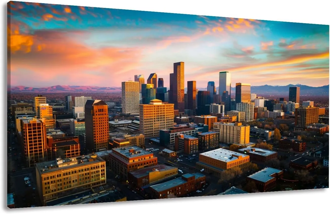 Canvas Wall Art Prints Alpine Glow Denver Morning Sunrise Large Framed Wall Art Painting Artwork Poster Hanging Home Decor for Living Room Office Bathroom 20"x40"