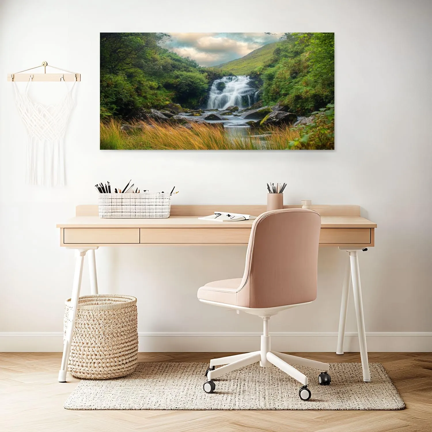 Canvas Wall Art Prints Torc Waterfall Killarney National Park County Kerry Ireland Large Framed Wall Art Painting Artwork Poster Hanging Home Decor for Living Room Office Bathroom 20"x40"