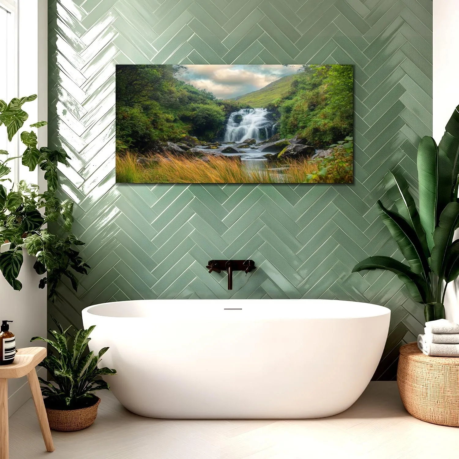 Canvas Wall Art Prints Torc Waterfall Killarney National Park County Kerry Ireland Large Framed Wall Art Painting Artwork Poster Hanging Home Decor for Living Room Office Bathroom 20"x40"