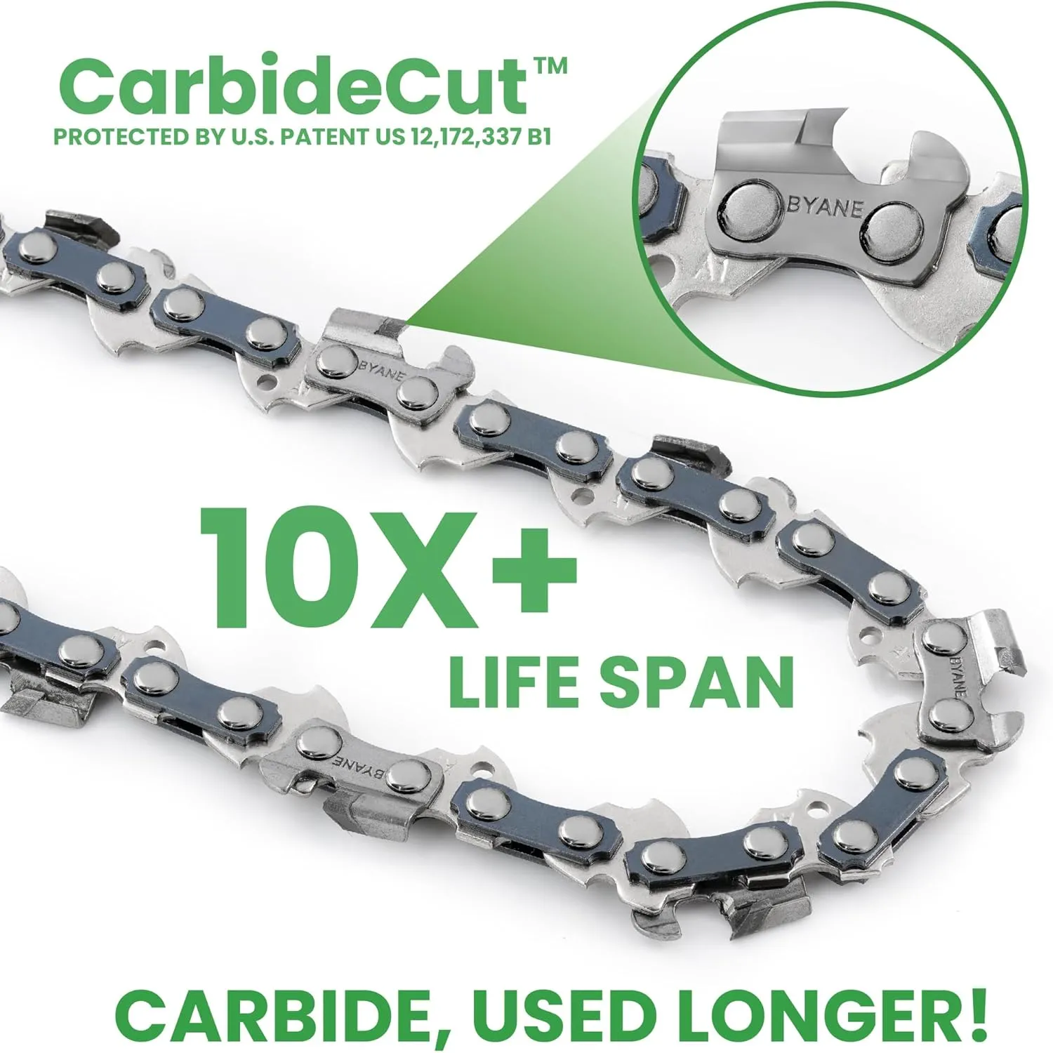 Carbide Chainsaw Chain 16 Inch, 3/8" LP Pitch, 050" Gauge, 56 Drive Links, Gifts for Men, Father's Day Gifts, Fits Craftsman, Poulan, Ryobi, Echo, Greenworks, and More- S56 (1 Chain).
