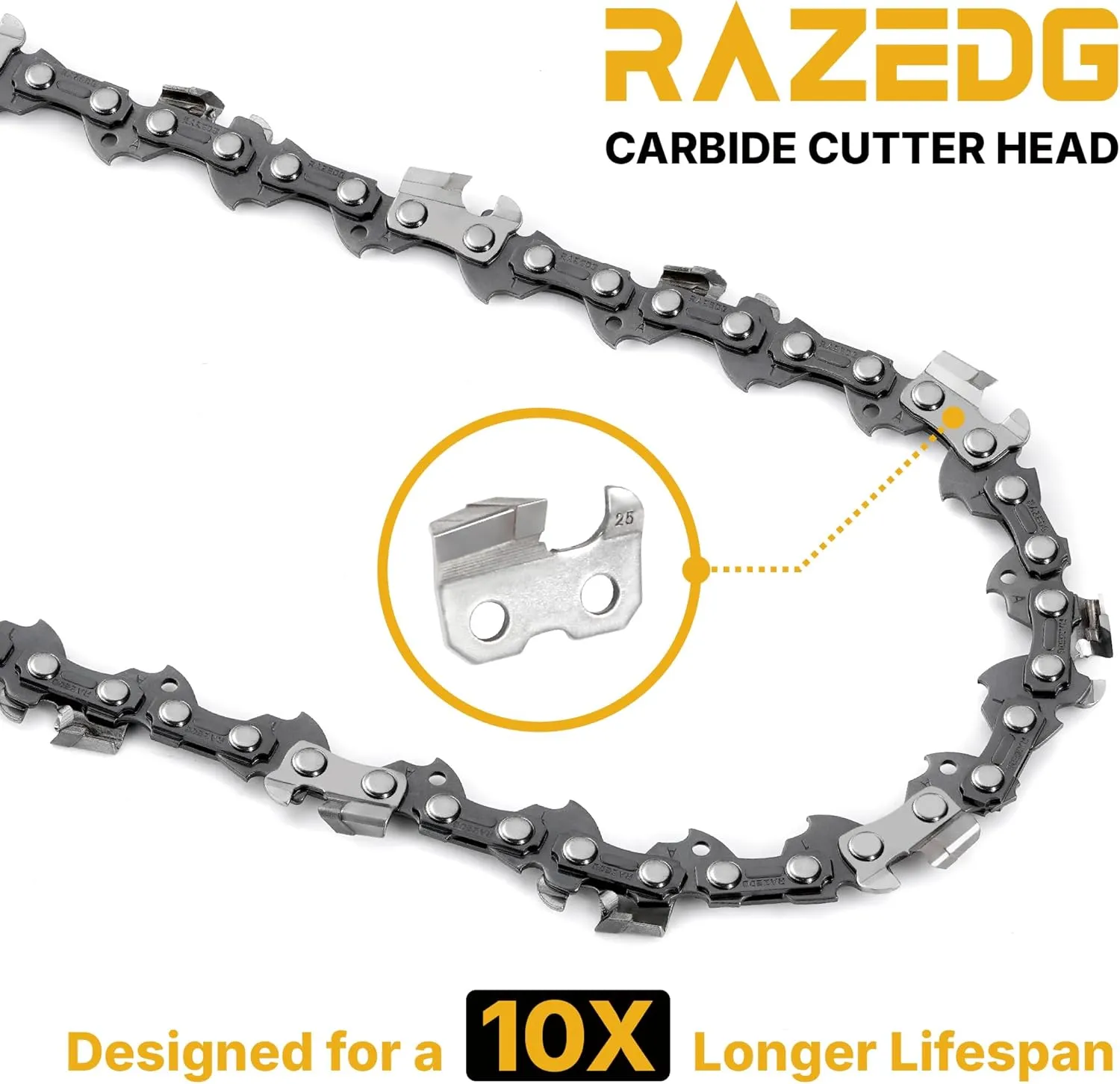 Carbide Chainsaw Chain 20 Inch, .325" Pitch, .050" Gauge, 80 Drive Links, Fits Husqvarna 450, 450 Rancher, 545, 545 Rancher, 550, 550 XP, Craftsman, Jonsered and More (1 Chain)
