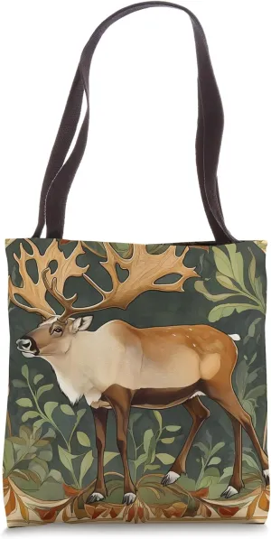 Caribou Art Nouveau Animal Wildlife Pattern Tote Bag
