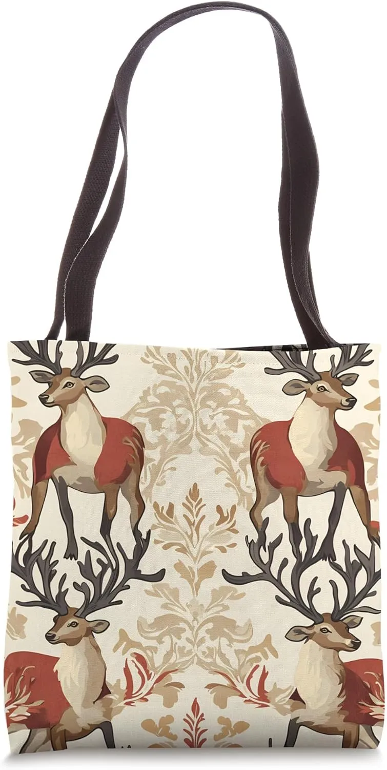Caribou Art Nouveau Animal Wildlife Pattern Tote Bag