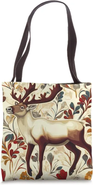 Caribou Art Nouveau Animal Wildlife Pattern Tote Bag