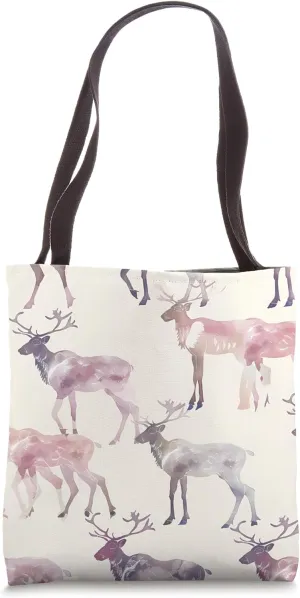 Caribou Pastel Animal Wildlife Pattern Tote Bag
