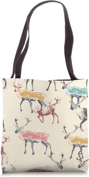 Caribou Pastel Animal Wildlife Pattern Tote Bag