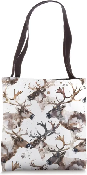 Caribou Watercolor Painting - Wildlife Animal Art Print Tote Bag
