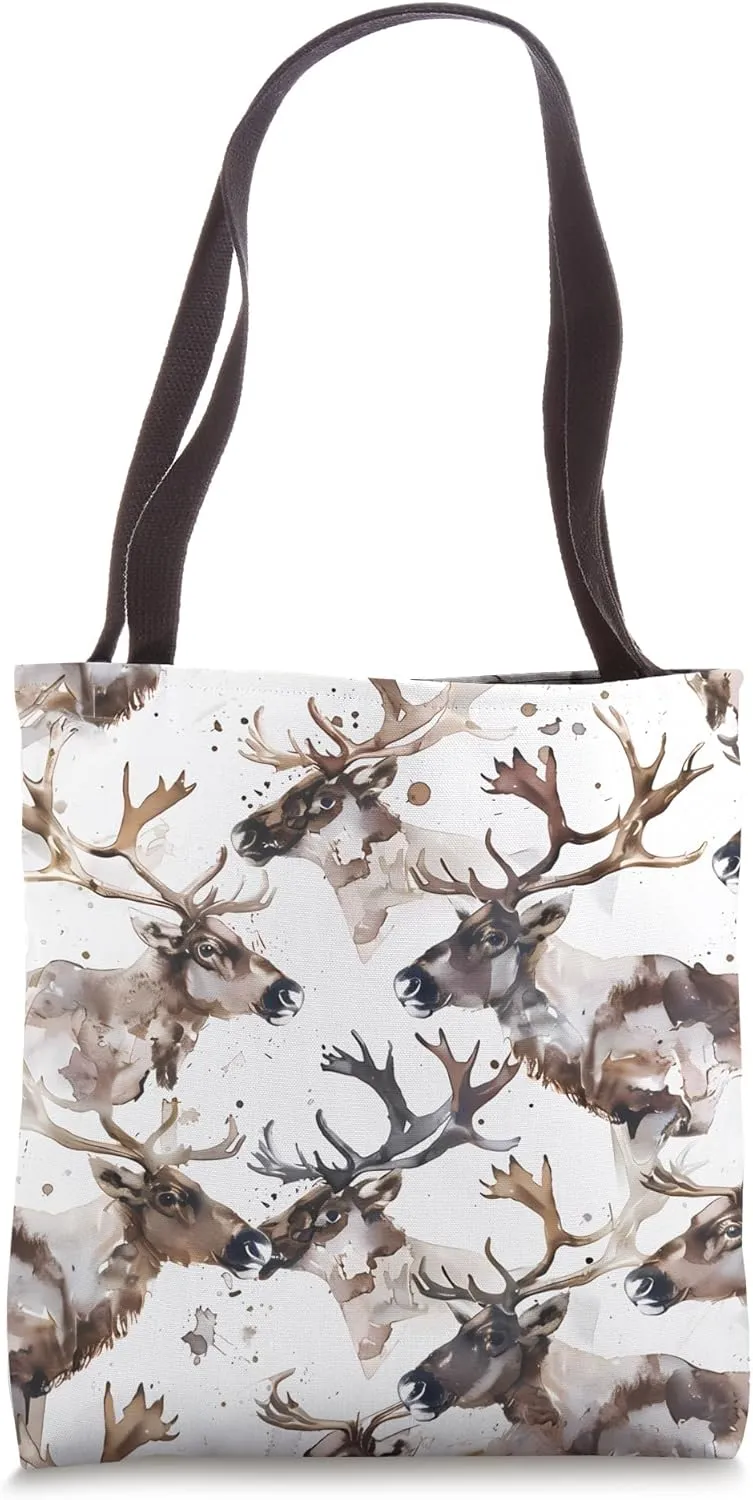 Caribou Watercolor Painting - Wildlife Animal Art Print Tote Bag