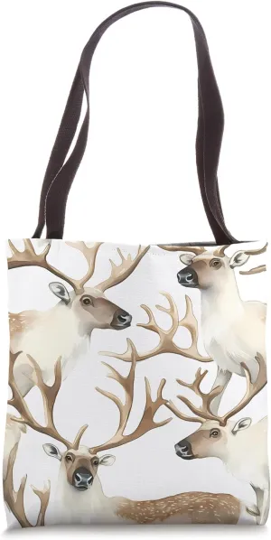 Caribou Watercolor Print - Wildlife Pattern Art Tote Bag