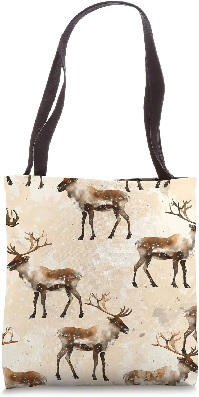 Caribou Wildlife Pattern 2D Animal Design Tote Bag