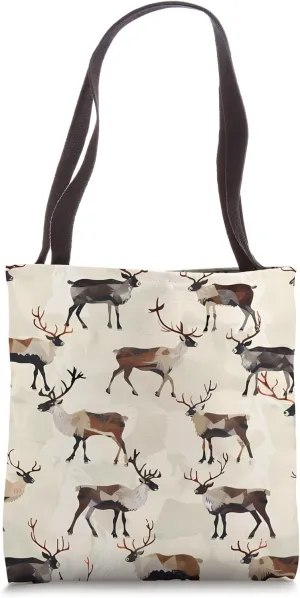 Caribou Wildlife Pattern 2D Animal Design Tote Bag