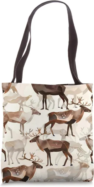 Caribou Wildlife Pattern 2D Animal Design Tote Bag