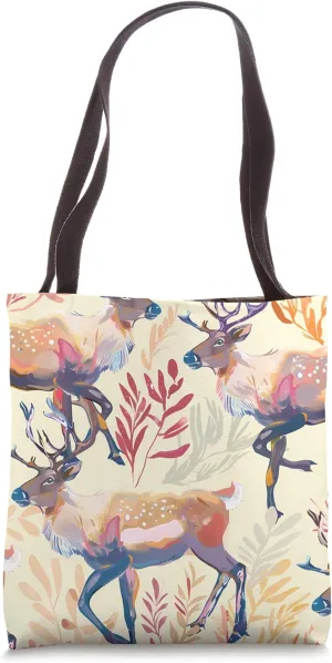 Caribou Wildlife Pattern Pastel Animal Print Tote Bag