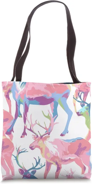 Caribou Wildlife Pattern Pastel Animal Print Tote Bag
