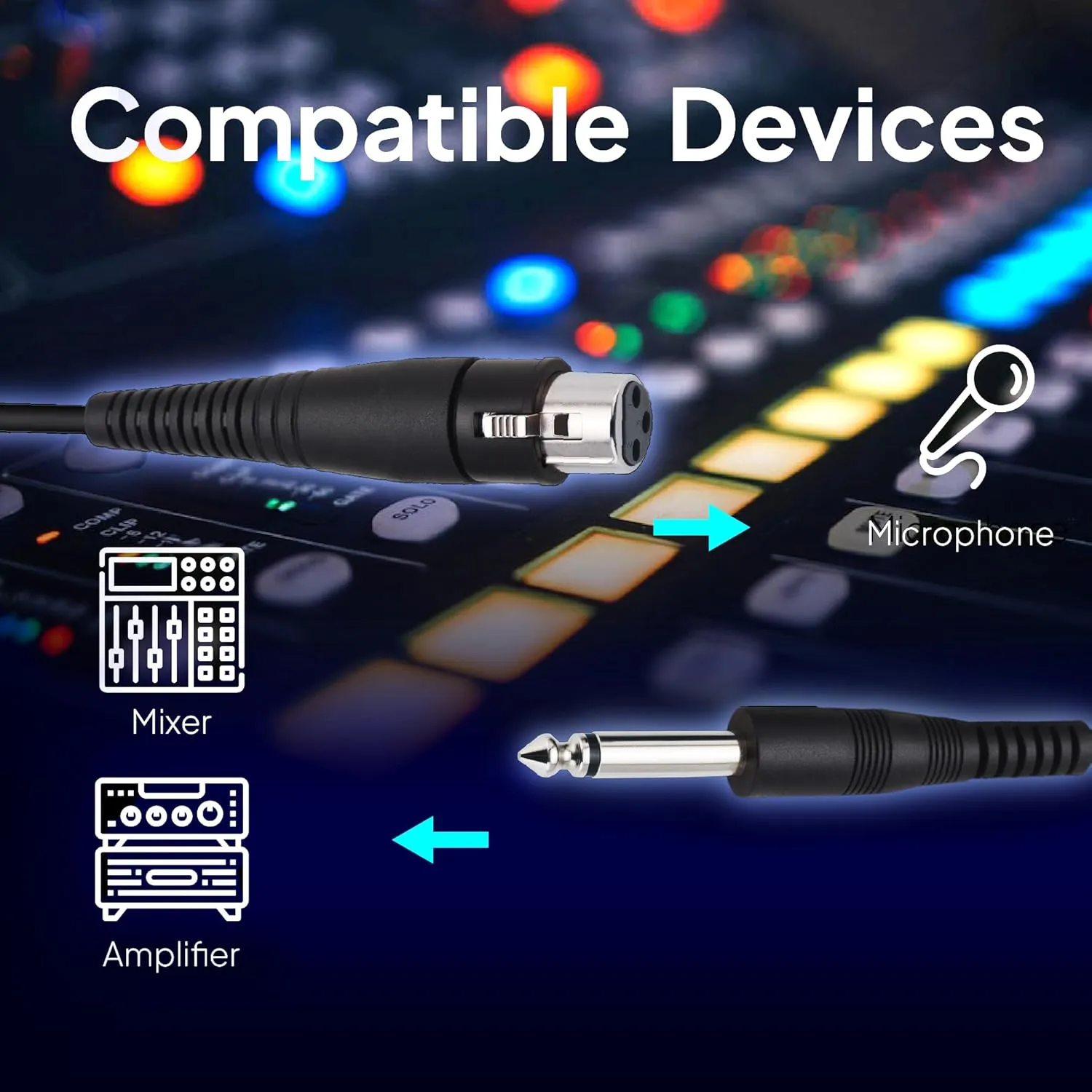 CAROL XLR Female to 6.35mm (1/4 inch) Microphone Cable #1090035-15 Feet | Black | One-Piece Integrated Design | Compatible with XLR Preamps and Audio Accessories