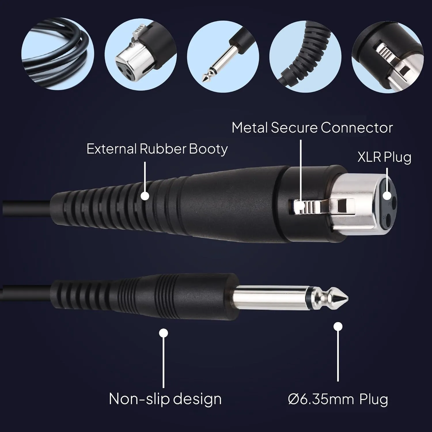 CAROL XLR Female to 6.35mm (1/4 inch) Microphone Cable #1090035-15 Feet | Black | One-Piece Integrated Design | Compatible with XLR Preamps and Audio Accessories