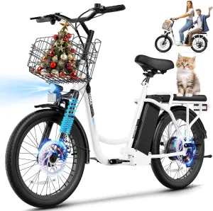 Caroma Peak 1200W Electric Scooter with Seat, 20" X 3" Off-Road Tires, 500Wh Battery, 30Miles Range, 20MPH Top Speed, Adjustable Electric Scooter for Adults with Basket, Adults Ebike for Commuting