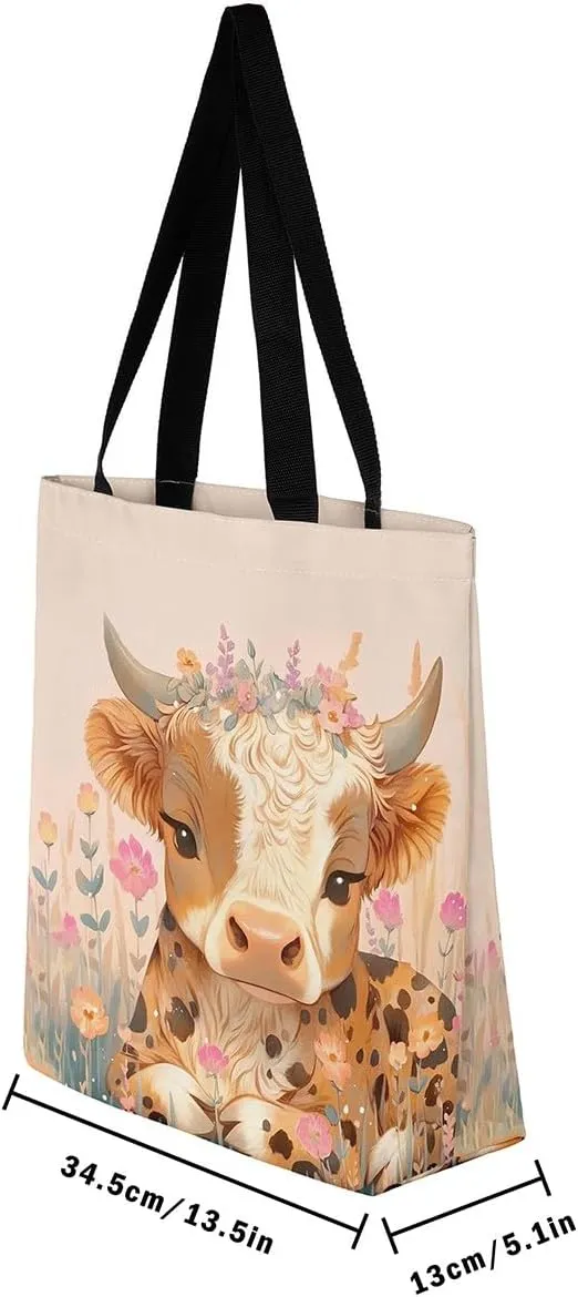 Castle Fairy Rustic Farmhouse Canvas Tote Bag 19.7x5.1 Inch Floral Animal Aesthetic Tote Bag for Adults Shopping Gym