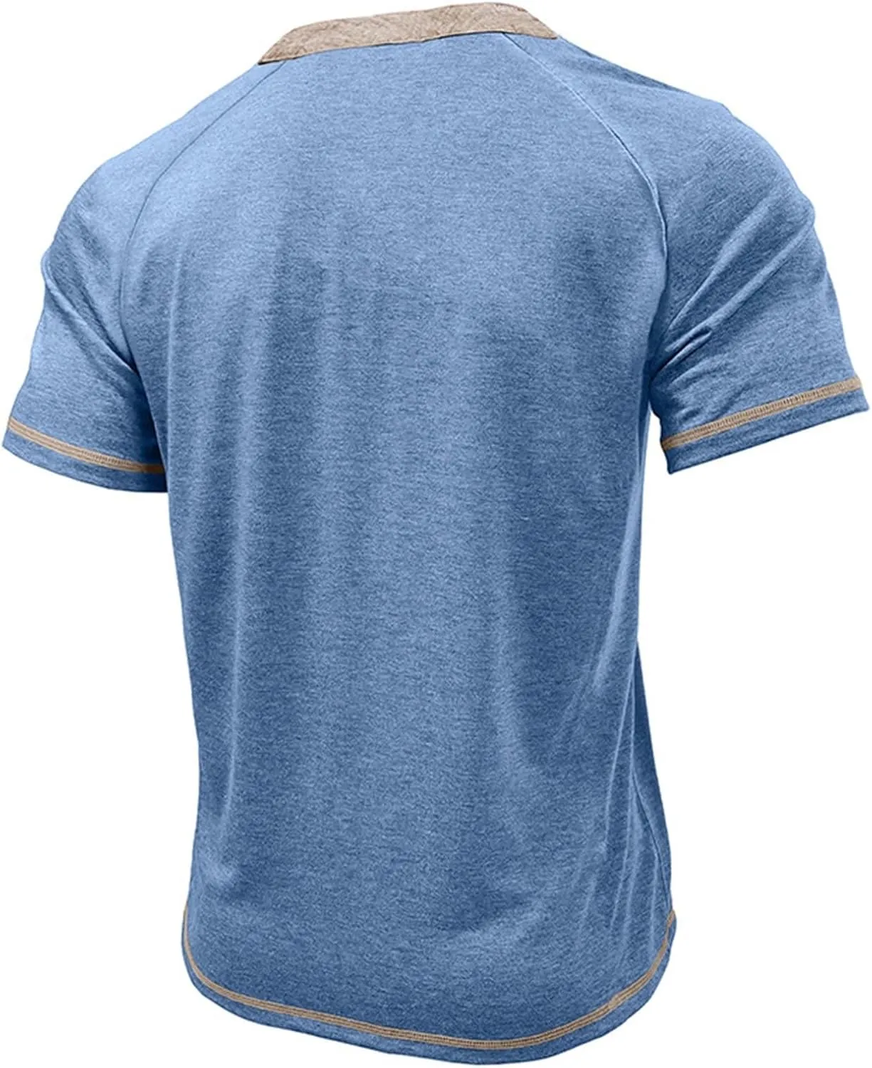 Casual Henley Shirts for Men Classic Button Up Cotton Short Sleeve T-Shirt Summer Basic Solid Lightweight Tees Tops