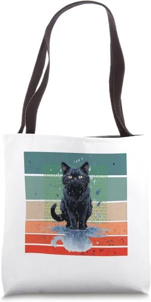 Cat rain binary code digital reflection puddle mystery Cats Tote Bag
