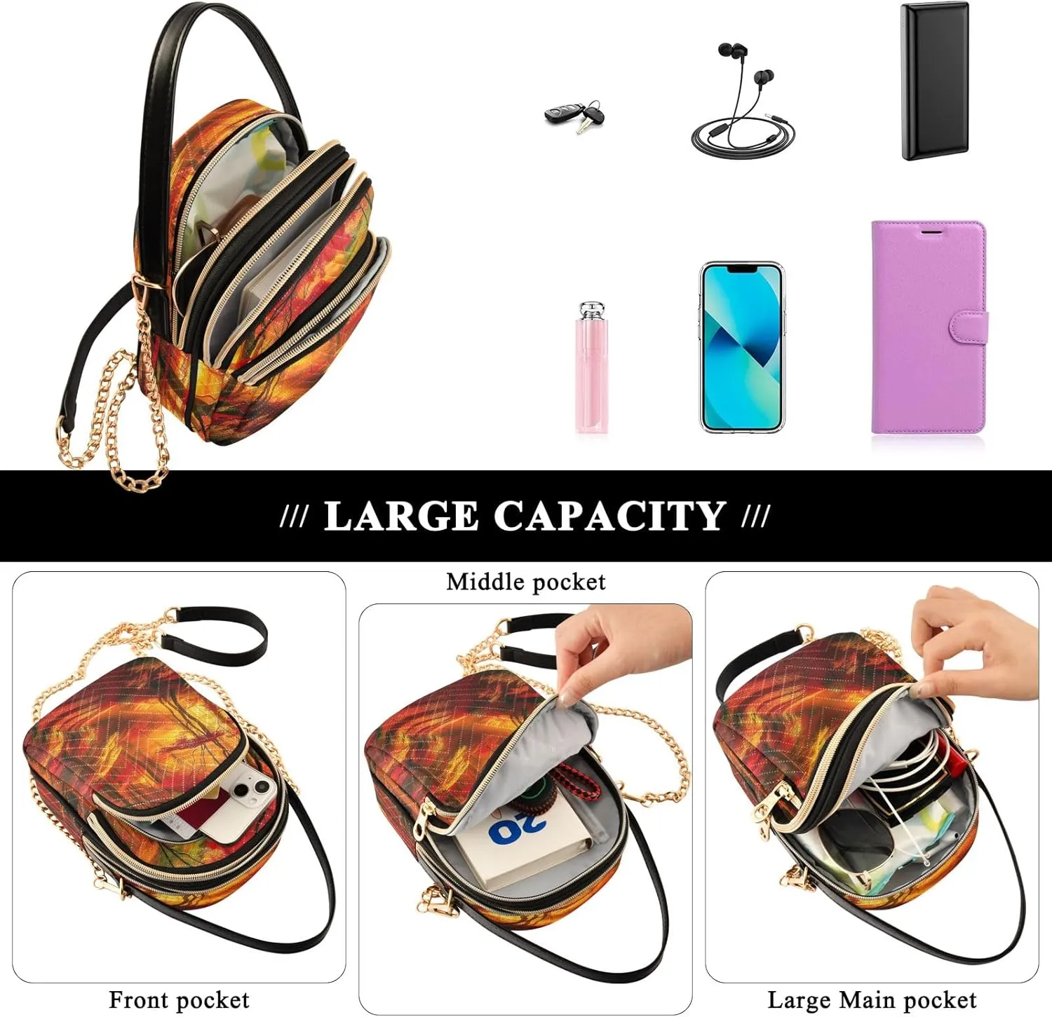 Cat Sleep on Moon Travel Purses Anti Theft Crossbody, Handbags for Women Trendy Everyday Bags for Women