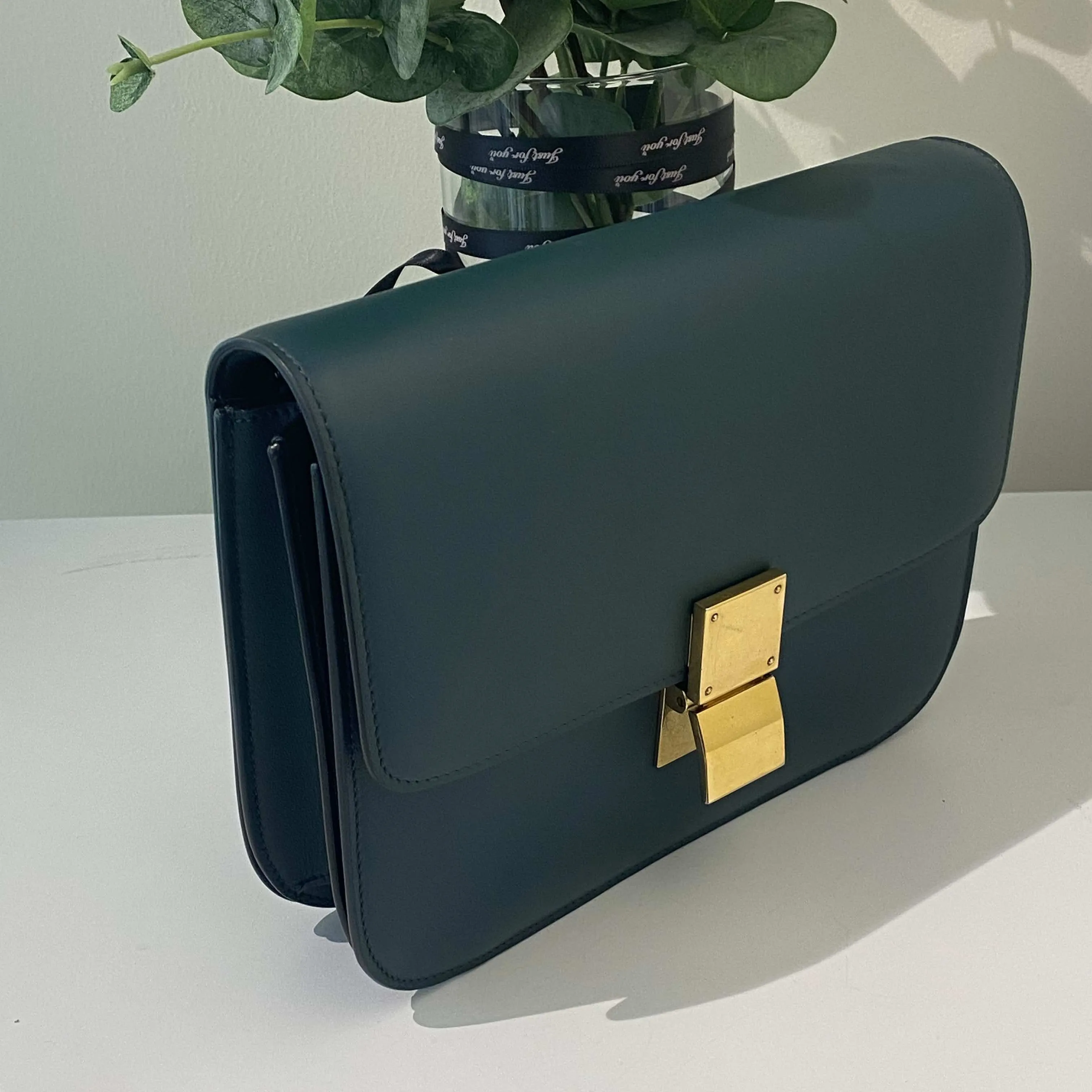 Celine Box Bag Green Leather Crossbody Bag