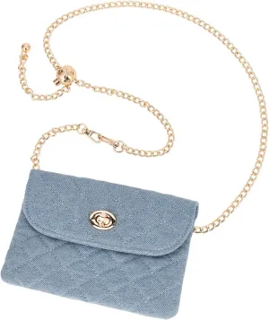 Chain belt bag for women, Fasion denim waist purse,Designer Checkered crossbody purse，small cell phone bag