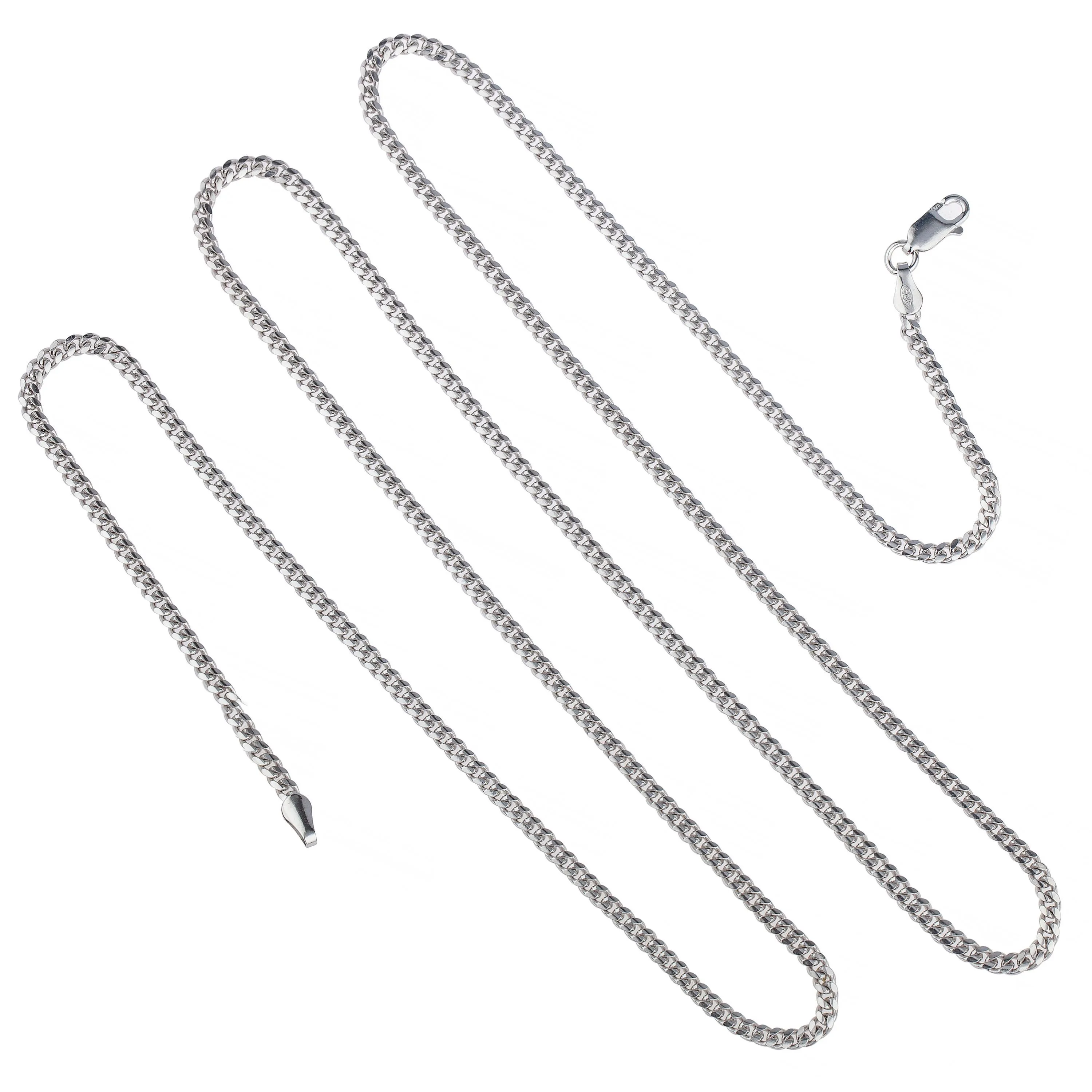 Chain Miami Silver Necklace Italian 925 Sterling Chic Streamlined Curb Link Cuban
