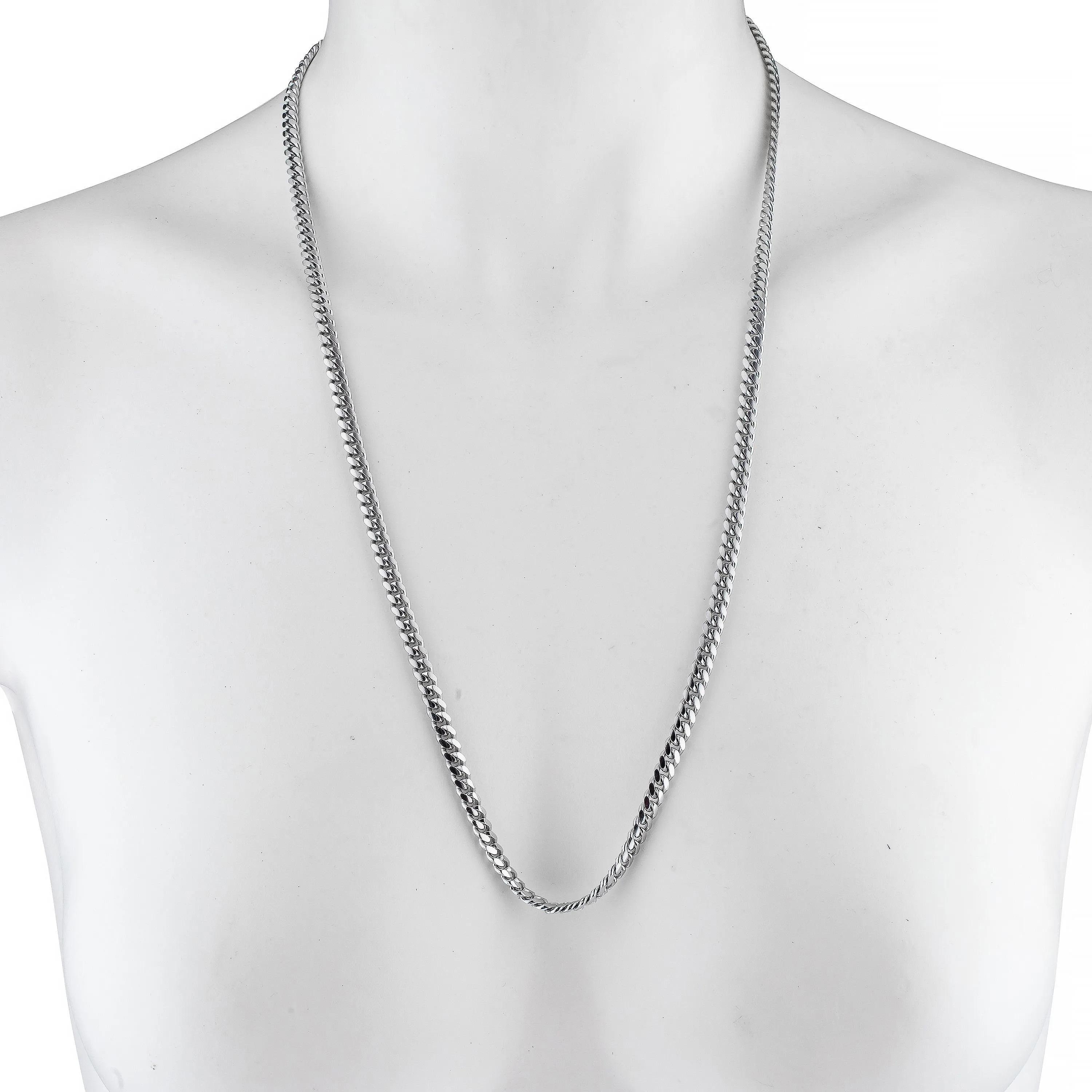 Chain Miami Silver Necklace Italian 925 Sterling Chic Streamlined Curb Link Cuban