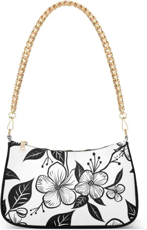Chain Shoulder Purse Bag with Zipper Pocket for Women Mini Small Hobo Tote Clutch Handbags with Gold Chain Strap