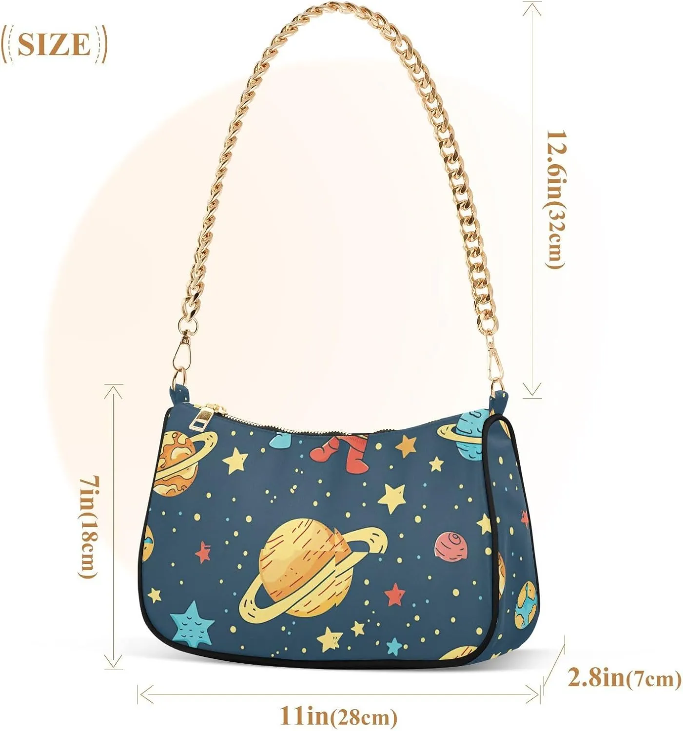 Chain Shoulder Purse Bag with Zipper Pocket for Women Mini Small Hobo Tote Clutch Handbags with Gold Chain Strap