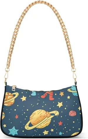 Chain Shoulder Purse Bag with Zipper Pocket for Women Mini Small Hobo Tote Clutch Handbags with Gold Chain Strap