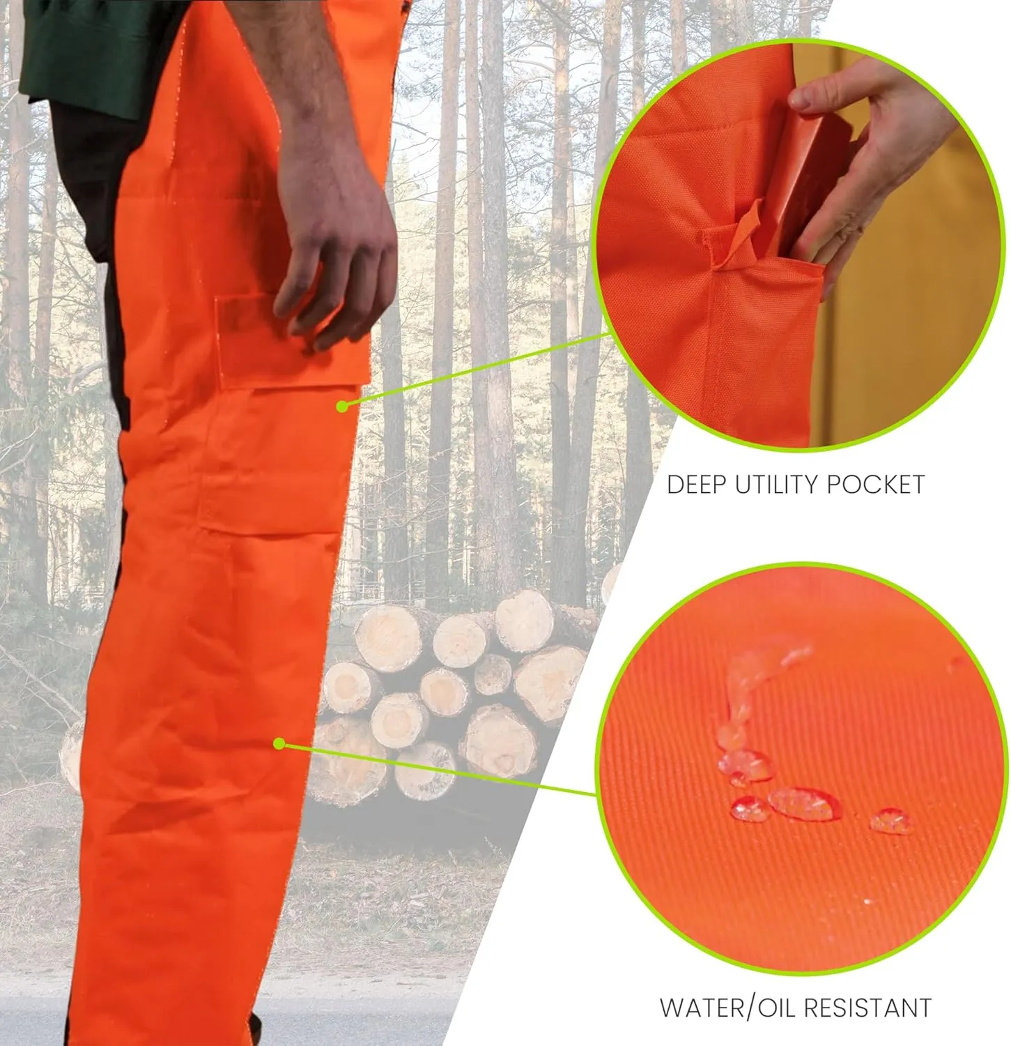 Chainsaw Chaps For Men - Chain Saw Chaps For Men, Apron Style W/Pocket & Adjustable Belt, Safety Equipment