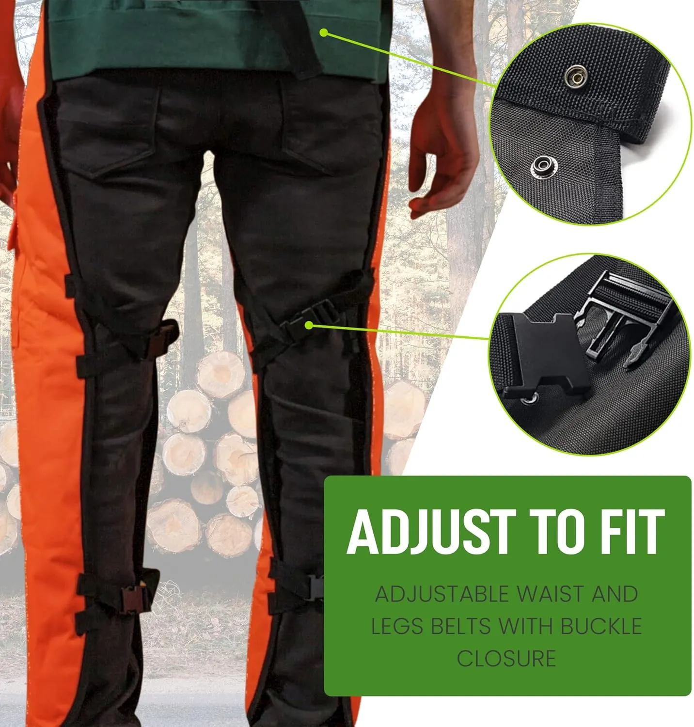 Chainsaw Chaps For Men - Chain Saw Chaps For Men, Apron Style W/Pocket & Adjustable Belt, Safety Equipment
