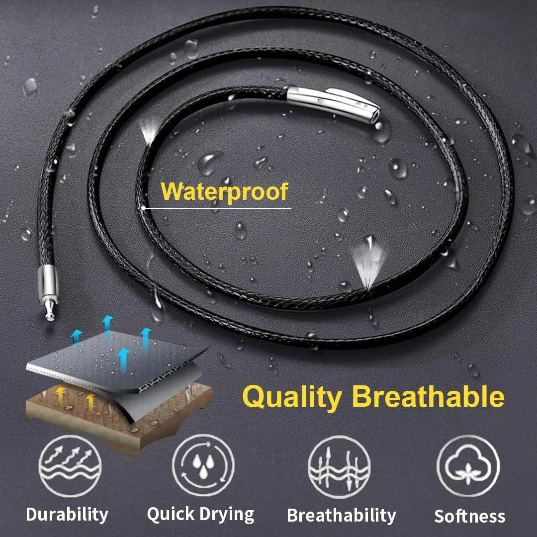 ChainsHouse Waterproof Braided Leather Cord Chain Necklace, Men Women DIY Woven Wax Rope Chain for Pendant, Customize Available, 2/3mm Width, 16" 18" 20" 22" 24" 26" 28" 30" Length(with Gift Box)