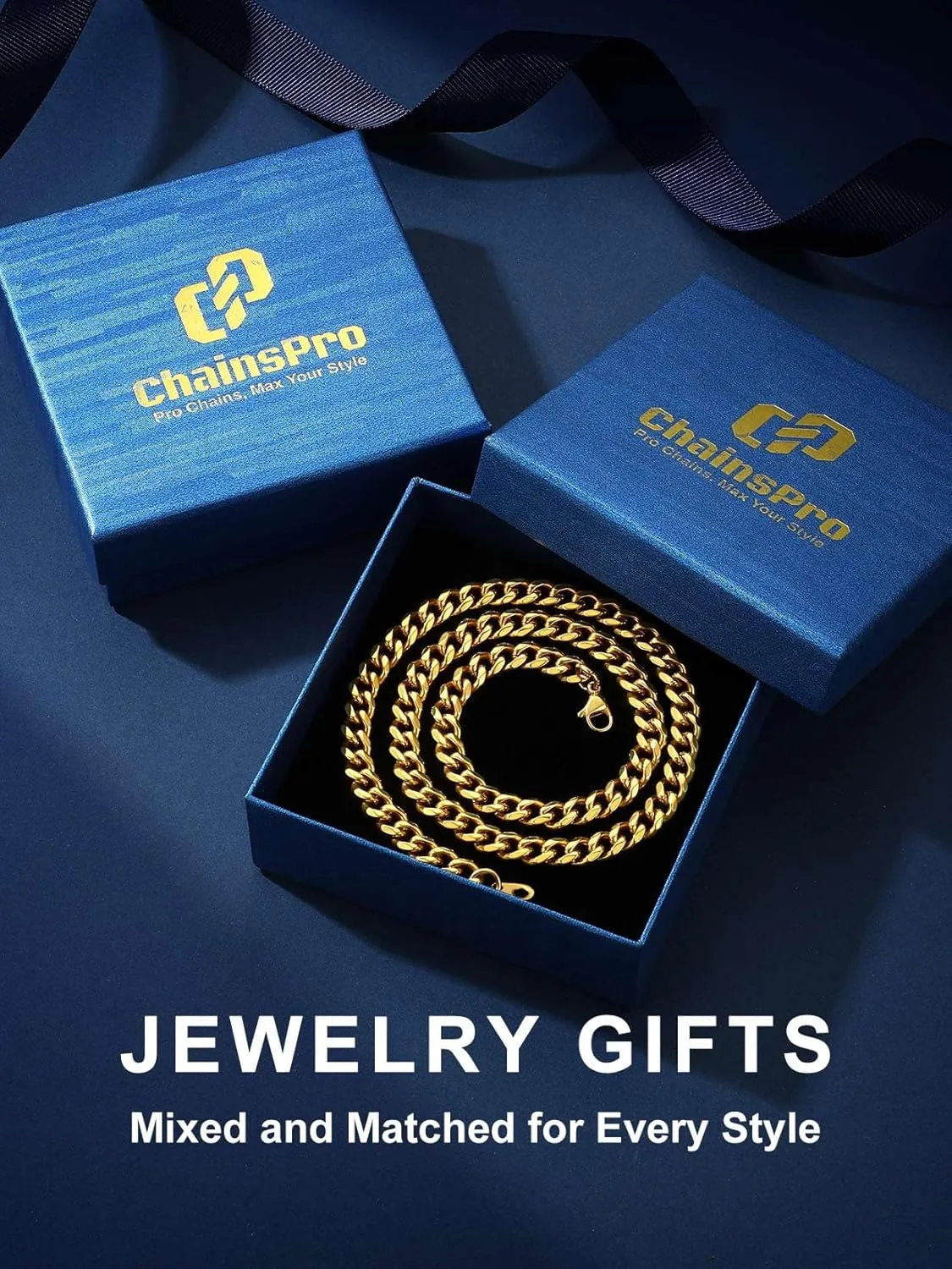ChainsPro Stainless Steel Cuban Link Chains for Men,Silver/Black/Gold Plated Miami Cuban Chain Necklace 3/6/9/12mm Width,14"-30" Durable Mens Jewelry Gifts for Father's Day Valentine's Day Christmas
