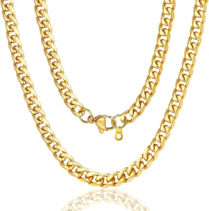 ChainsPro Stainless Steel Cuban Link Chains for Men,Silver/Black/Gold Plated Miami Cuban Chain Necklace 3/6/9/12mm Width,14"-30" Durable Mens Jewelry Gifts for Father's Day Valentine's Day Christmas
