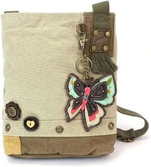 CHALA Patch Cross-Body Women Handbag, Sand Color Canvas Messenger Bag - New Butterfly, Sand