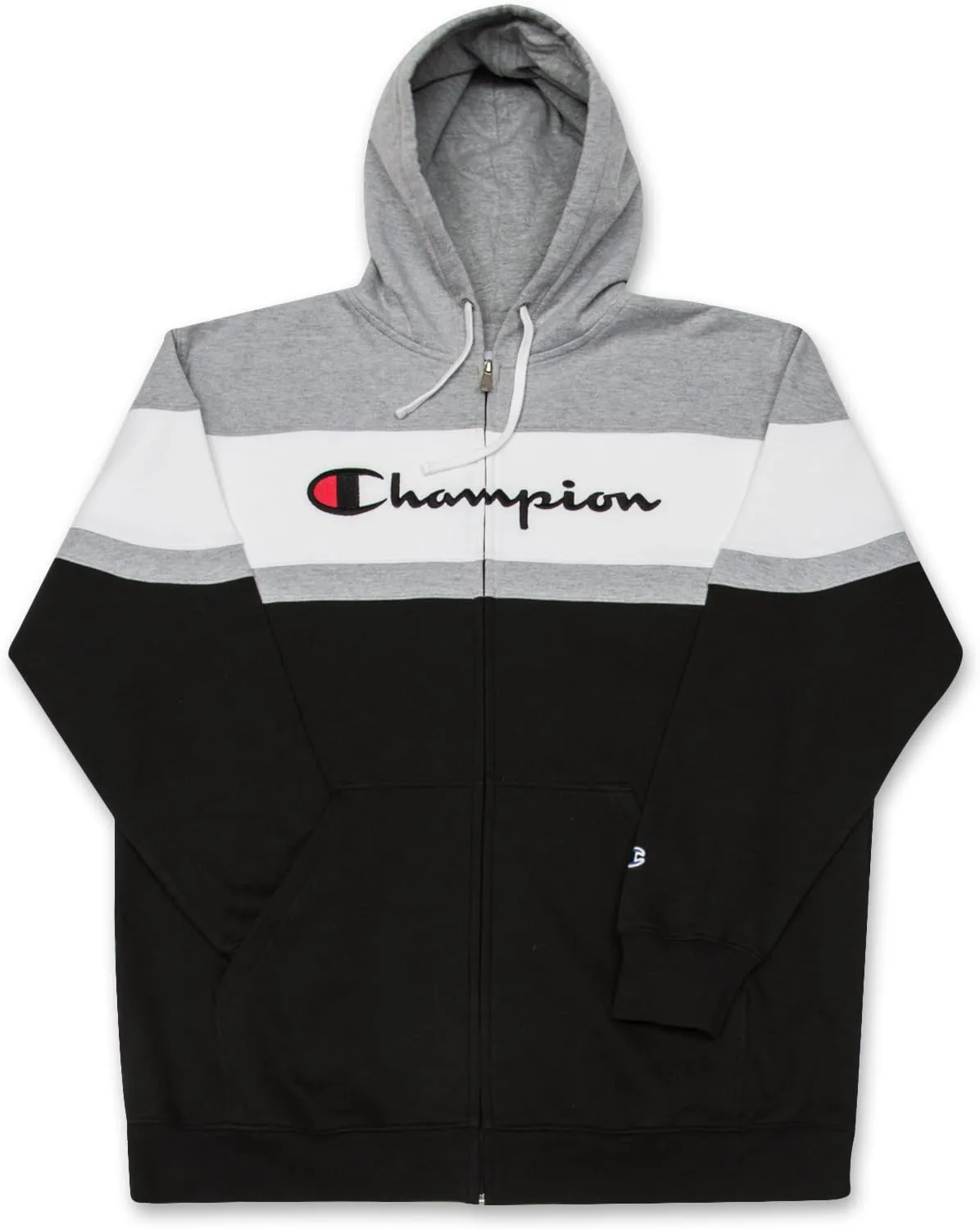 Champion Mens Big and Tall Full Zip Hoodie Classic Embroidered Logo