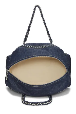 Chanel,  Blue Denim Luxe Ligne Bowler Large, Blue