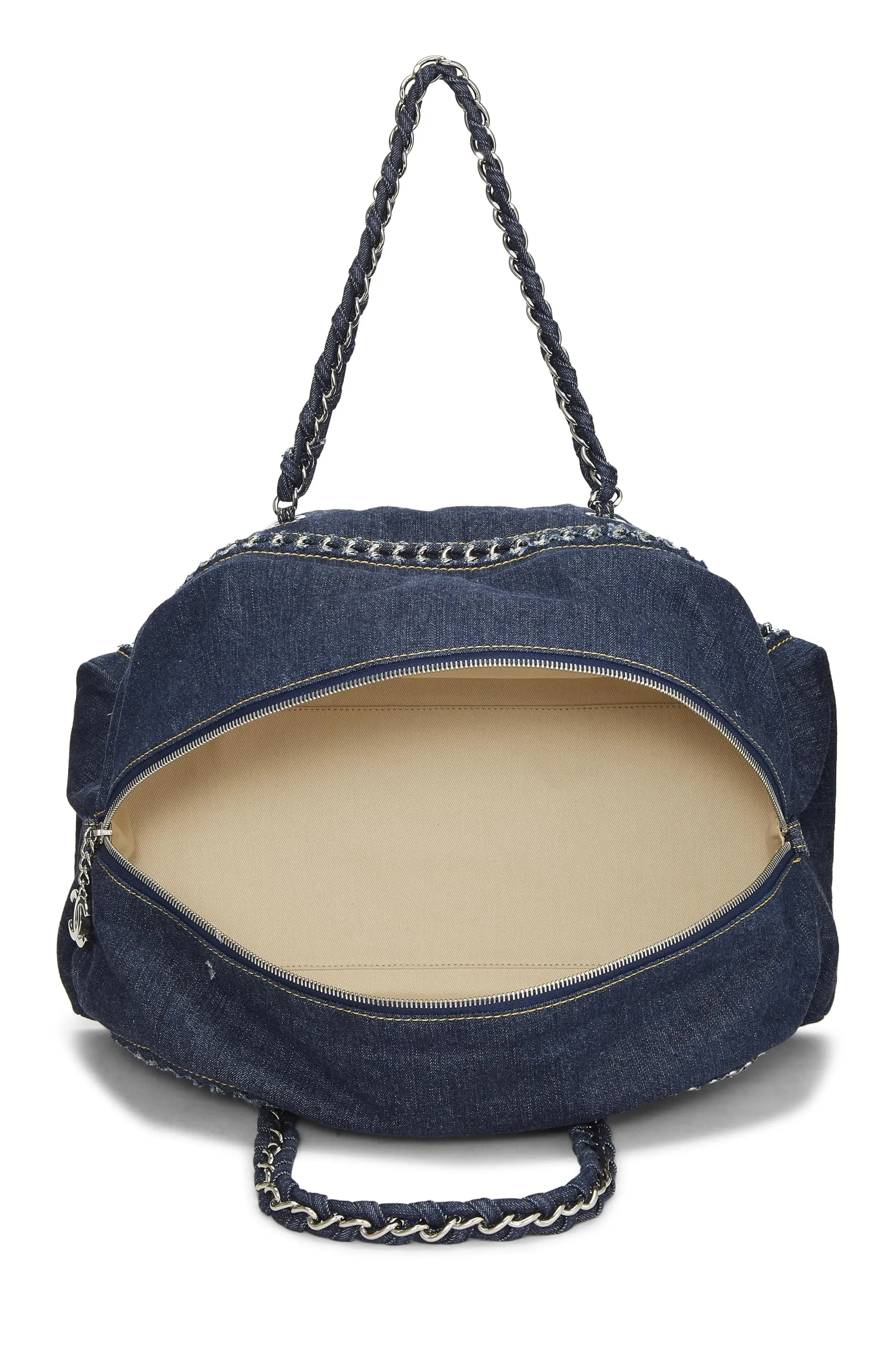 Chanel,  Blue Denim Luxe Ligne Bowler Large, Blue