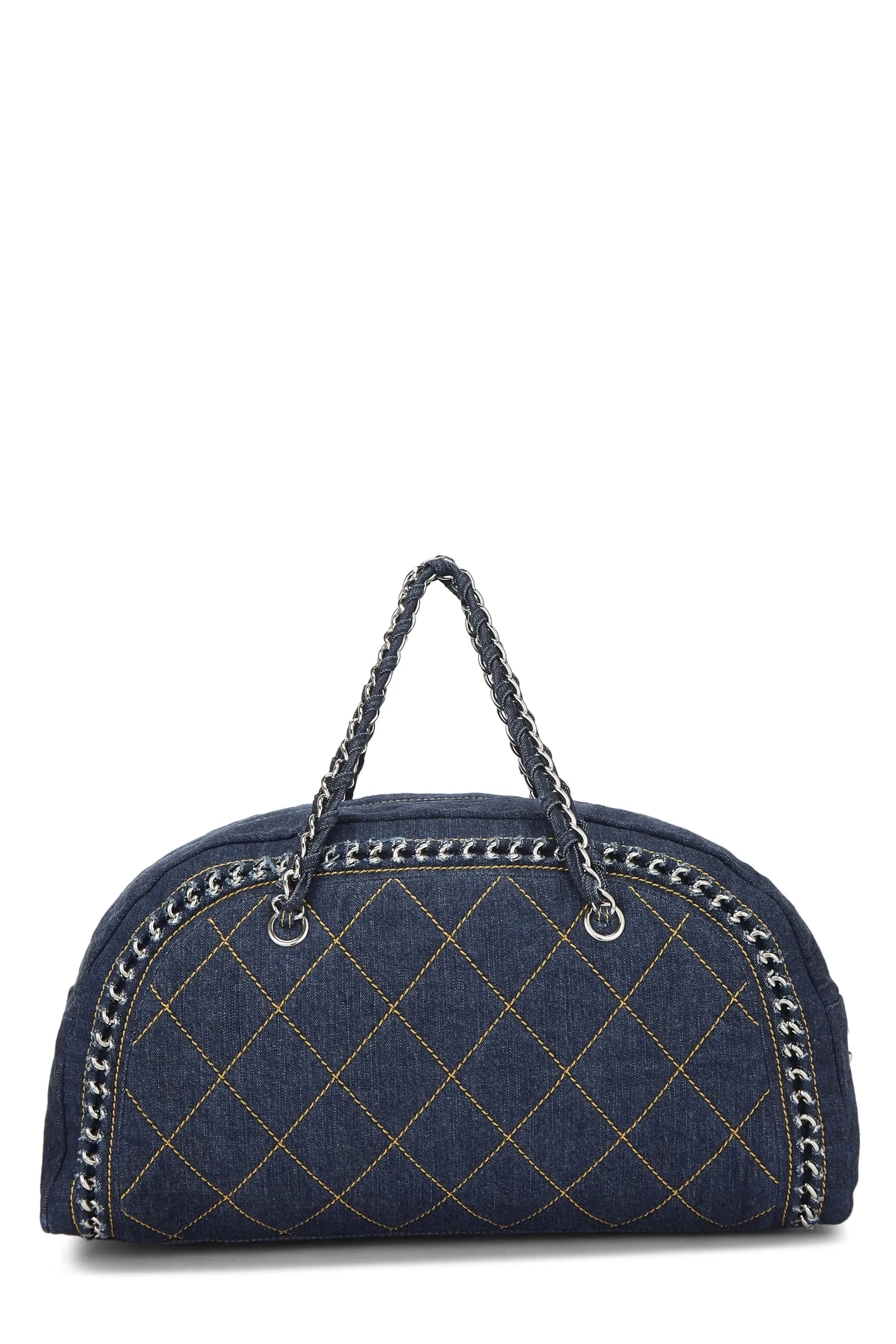 Chanel,  Blue Denim Luxe Ligne Bowler Large, Blue
