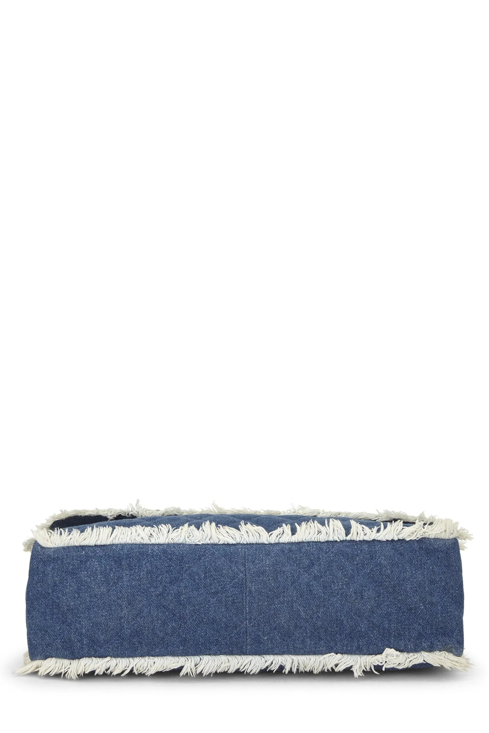 Chanel,  Blue Quilted Denim Half Flap Maxi, Blue