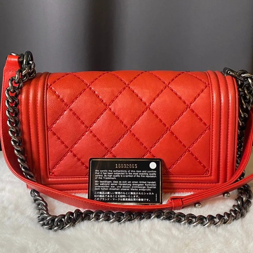 Chanel Boy Bag Red Leather Crossbody